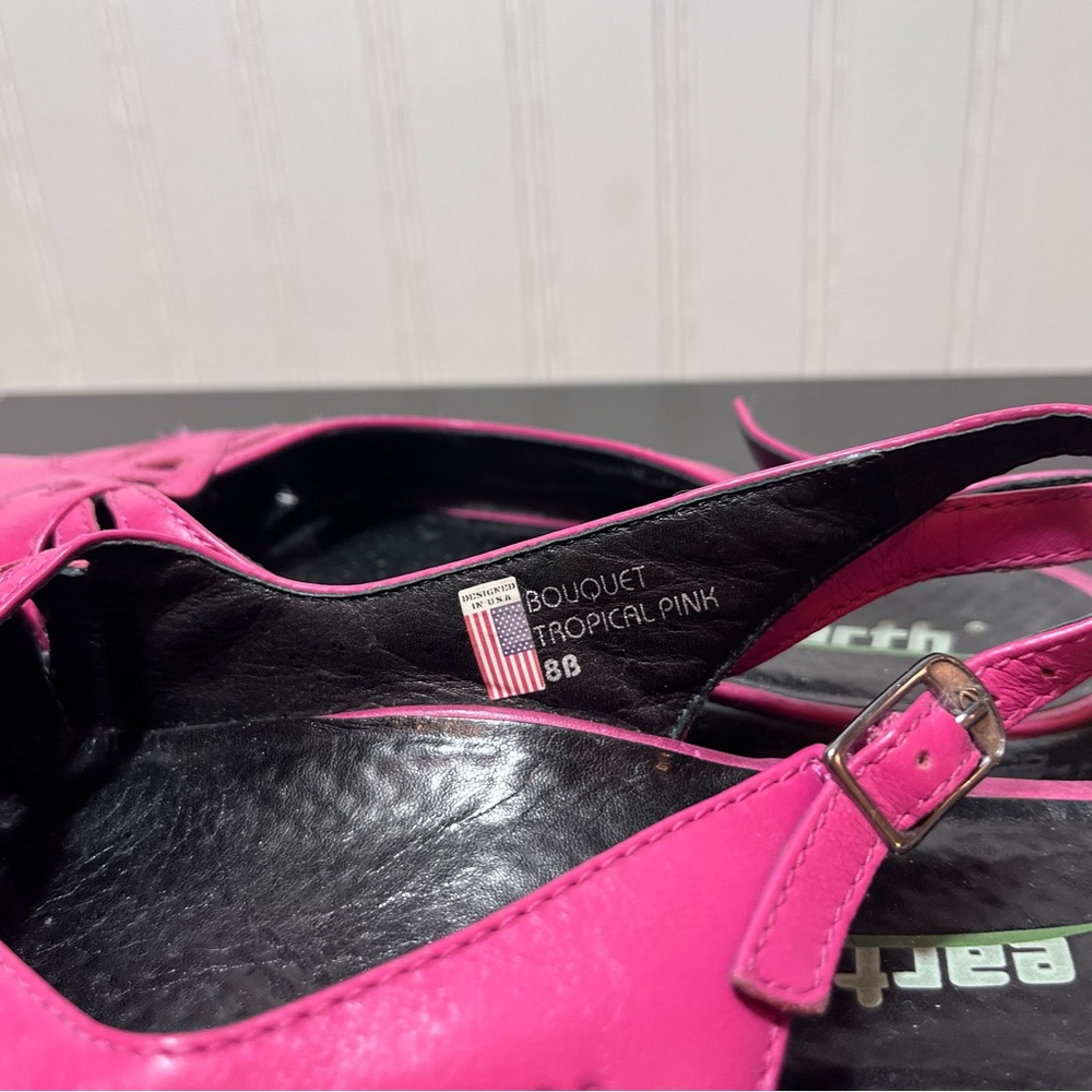 Earth Kalso Bouquet Tropical Pink Leather Slingback Sandals Negative Heel 8B - Picture 10 of 13